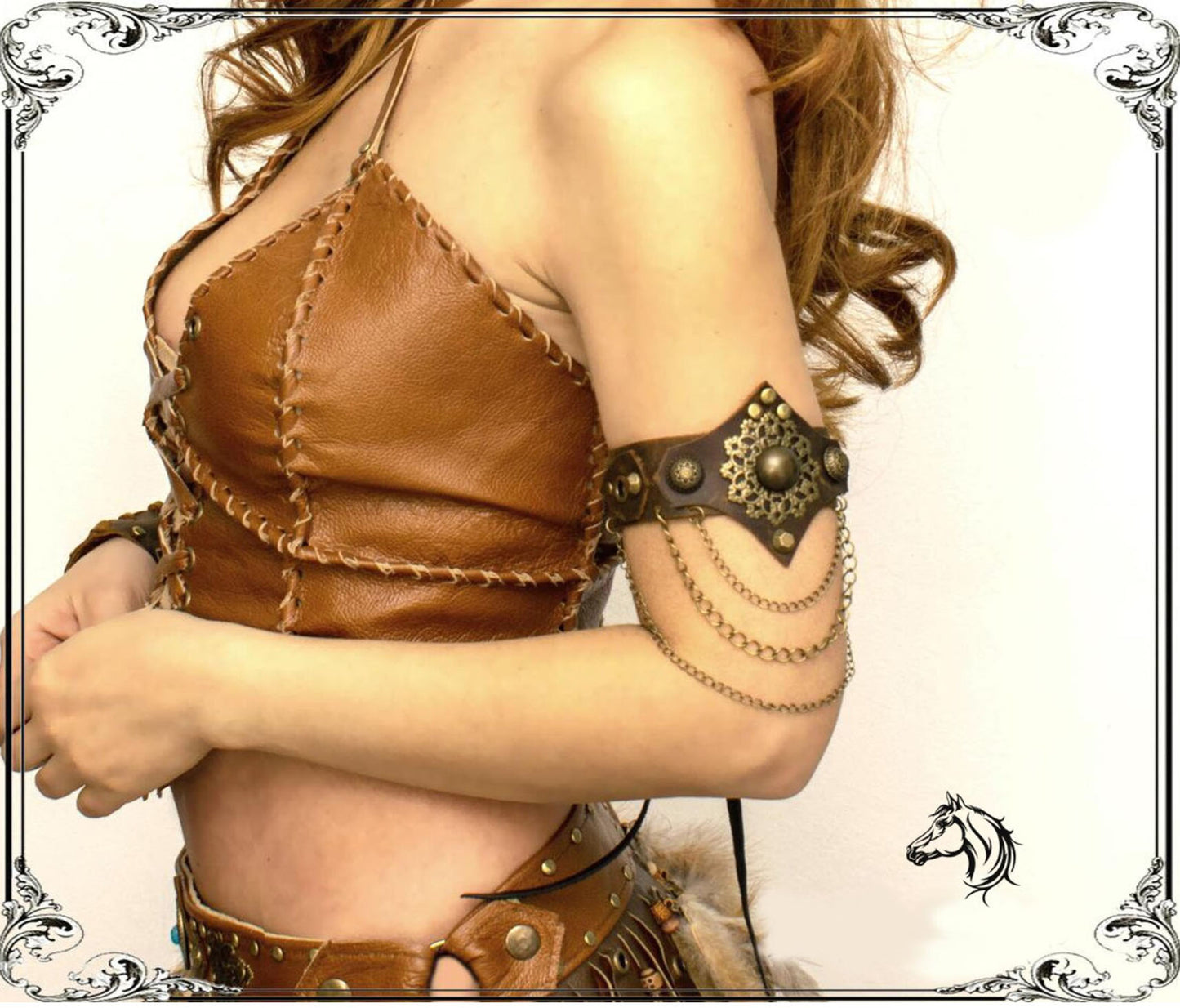 Dark Brown Leather Warrior Arm Cuff