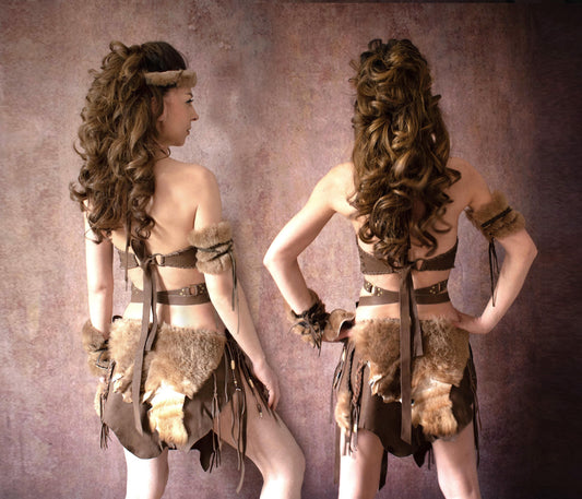 Fur Leather skirt: Barbarian Viking Costume - Handmade
