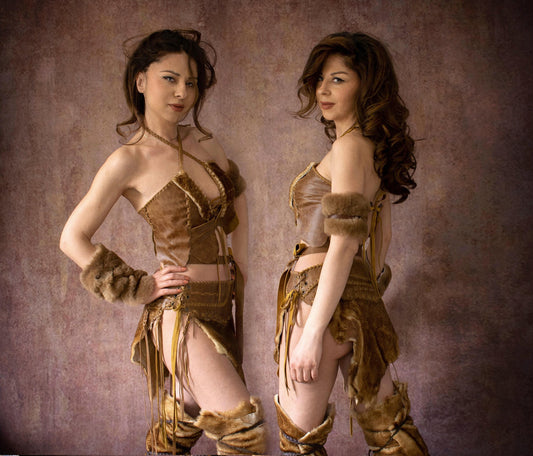 Tribal Fur & Leather Loincloth Skirt: Viking Pagan Style