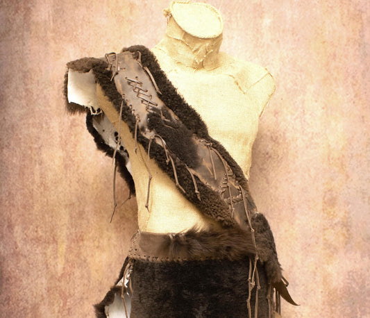 Khal Drogo Inspired Leather Chest Armor: Barbarian fur Kratos Fantasy Costume