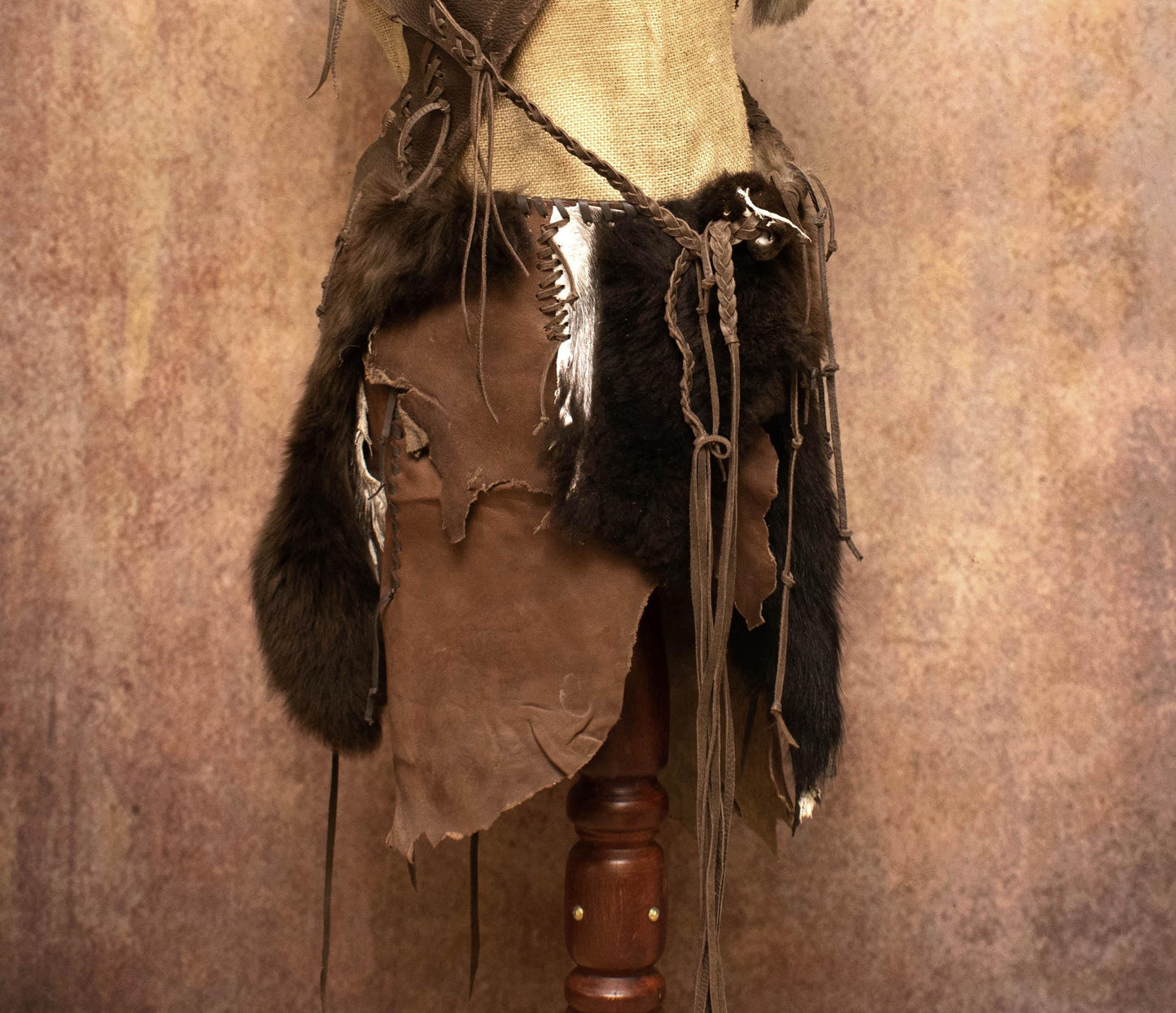 Leather Prehistoric Loincloth: Primitive Hunter Waist Belt