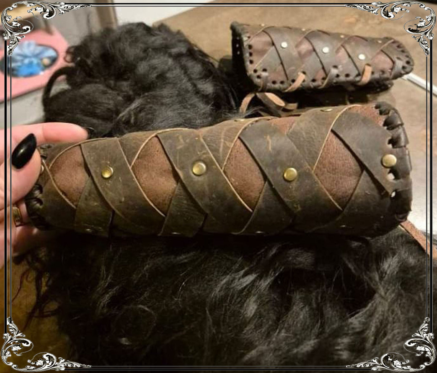 Leather Bracers: Woodland Medieval Vambraces - Cosplay Pair cuffs