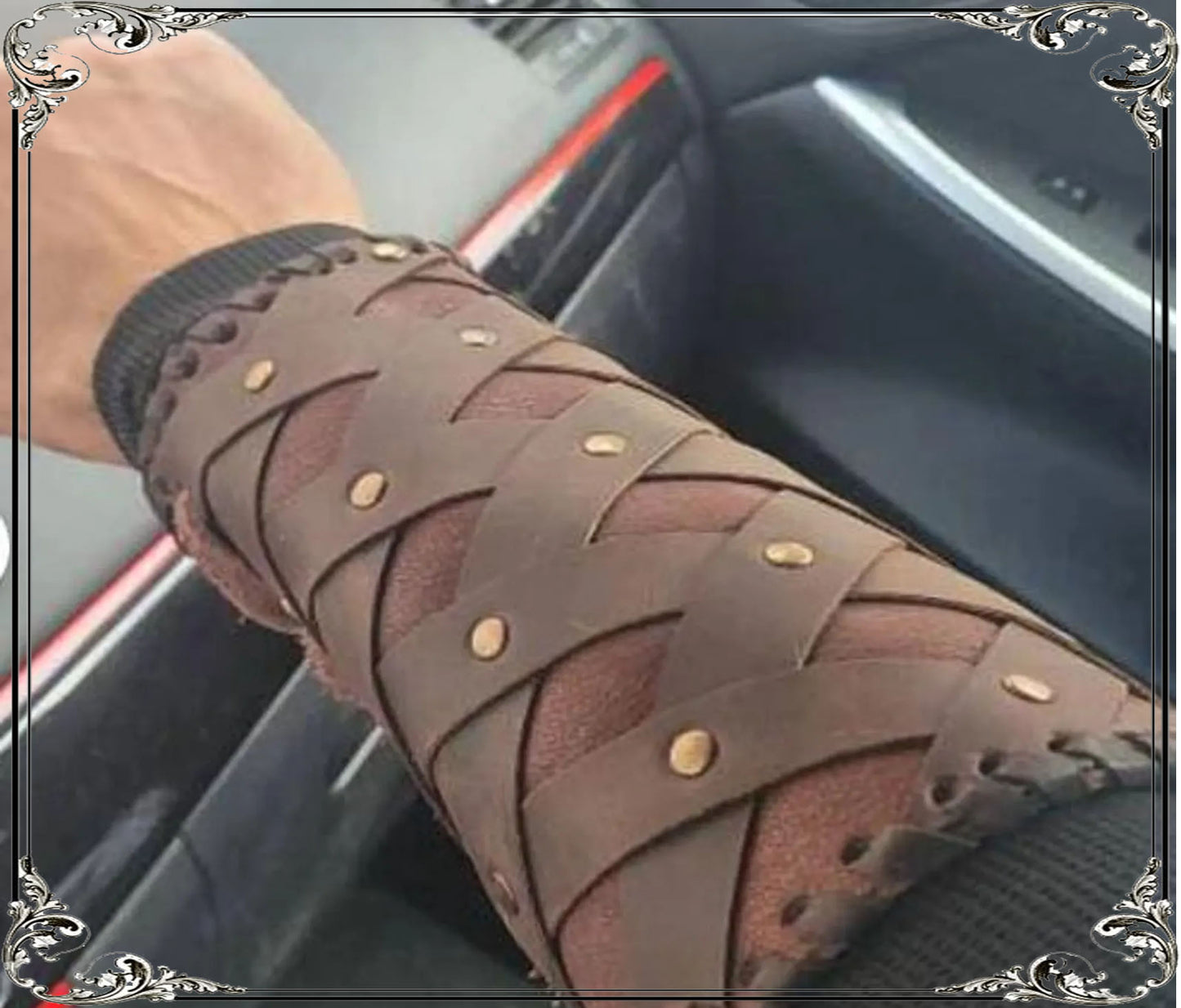 Leather Bracers: Woodland Medieval Vambraces - Cosplay Pair cuffs