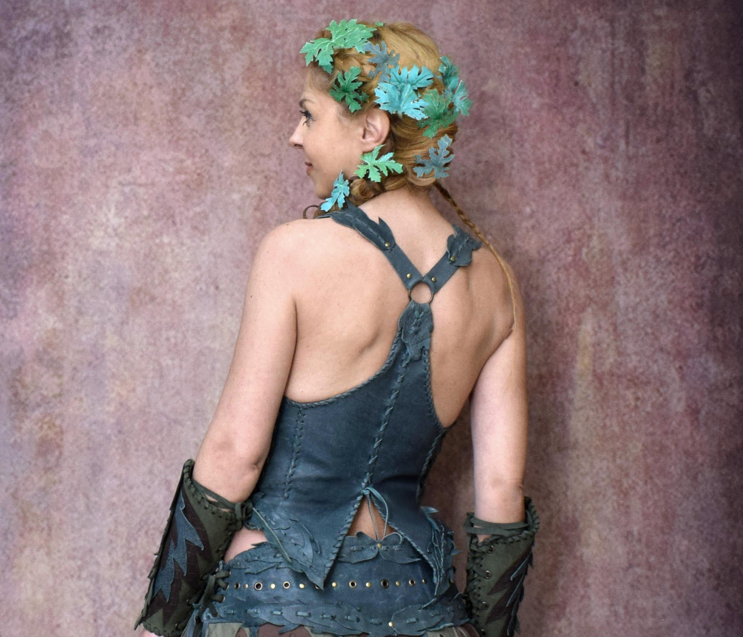 Elven Woodland Festival halter, green corset, Ivy cosplay elvish top