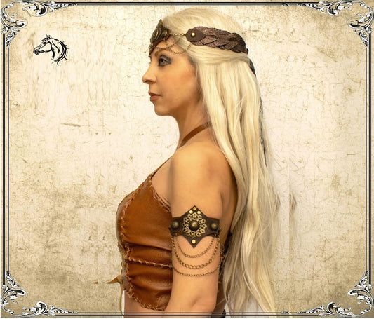 Dark Brown Leather Warrior Arm Cuff