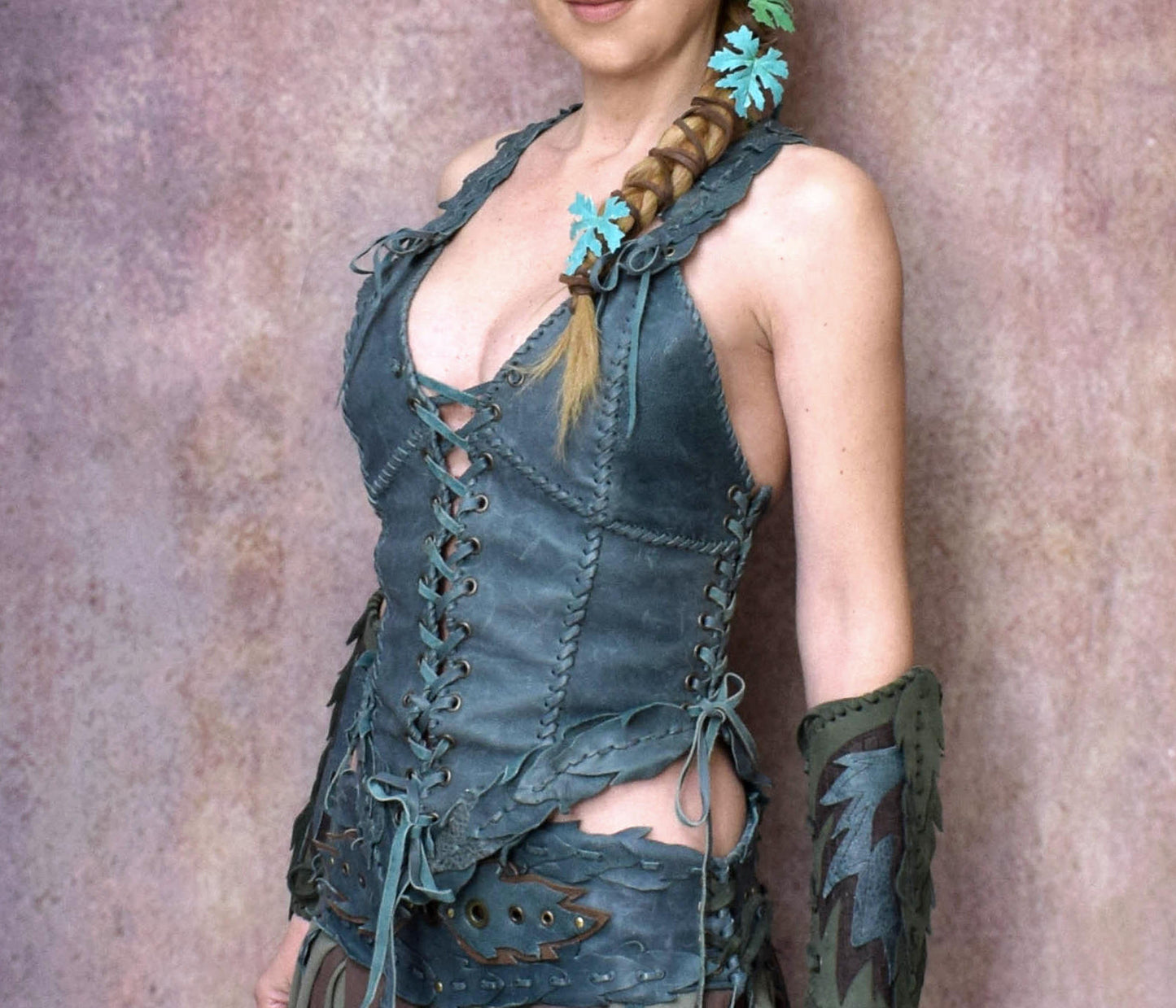 Elven Woodland Festival halter, green corset, Ivy cosplay elvish top