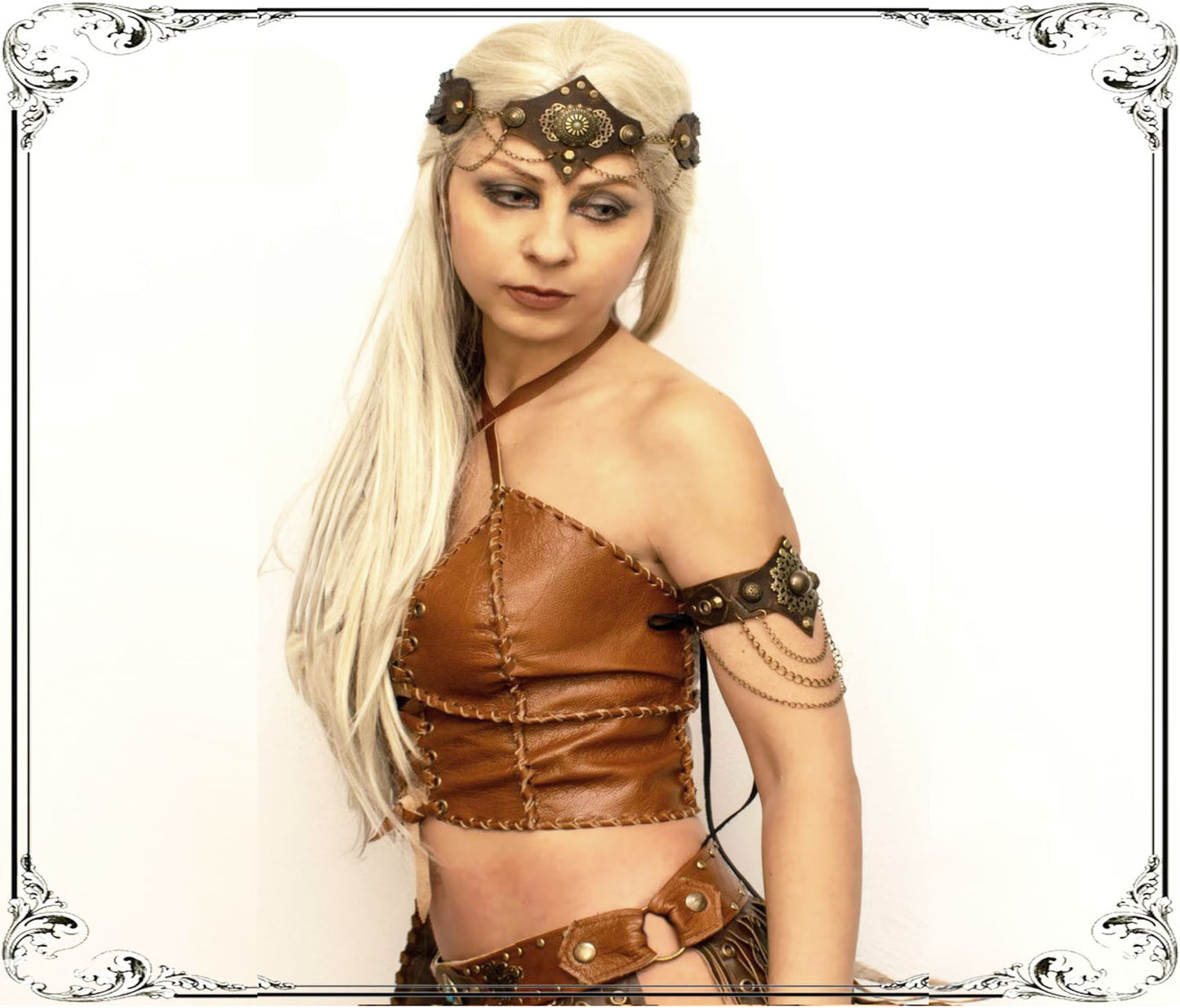 Dark Brown Leather Warrior Arm Cuff