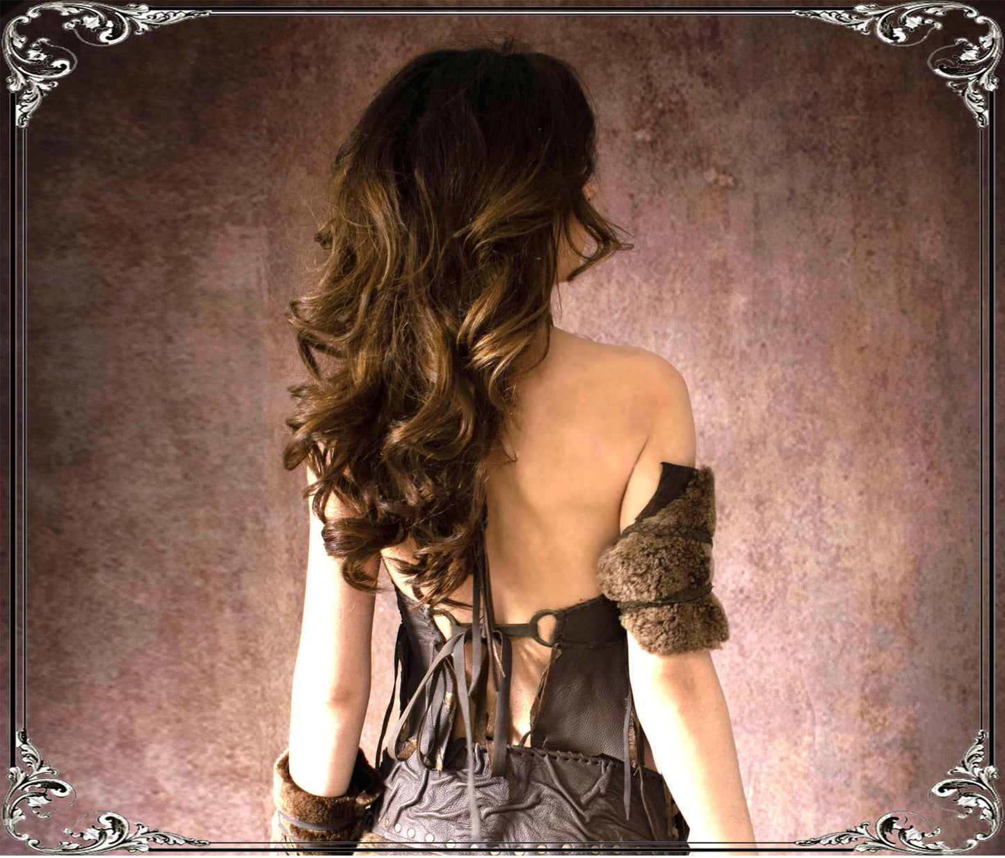 Tribal Leather & Fur Halter Top: Post Apocalyptic Cosplay bra top