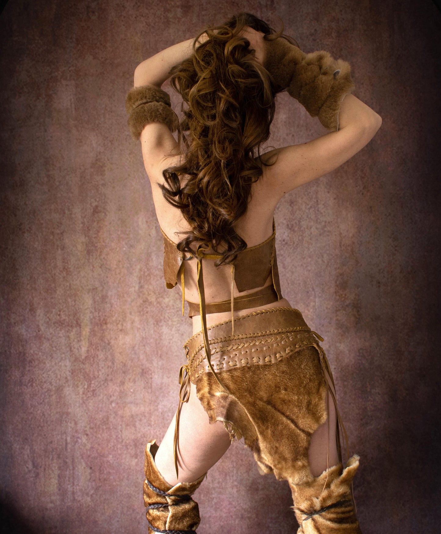 Tribal Fur & Leather Loincloth Skirt: Viking Pagan Style