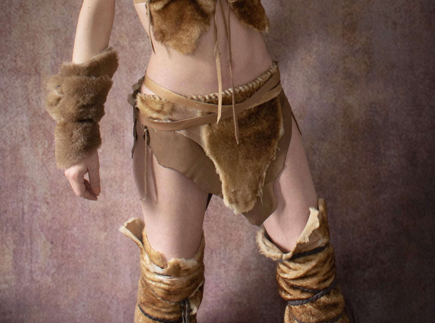 Natural Sheepskin Loincloth: Barbarian leather Cosplay Skirt