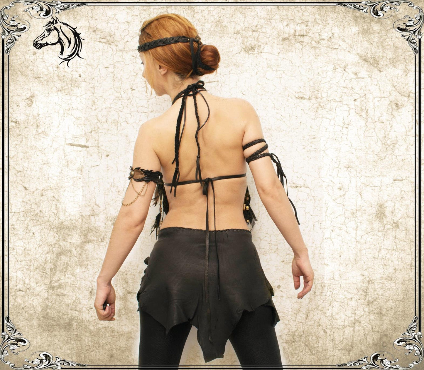 Feather Leather Crop Top: Apocalyptic Tribal Bra Bodice