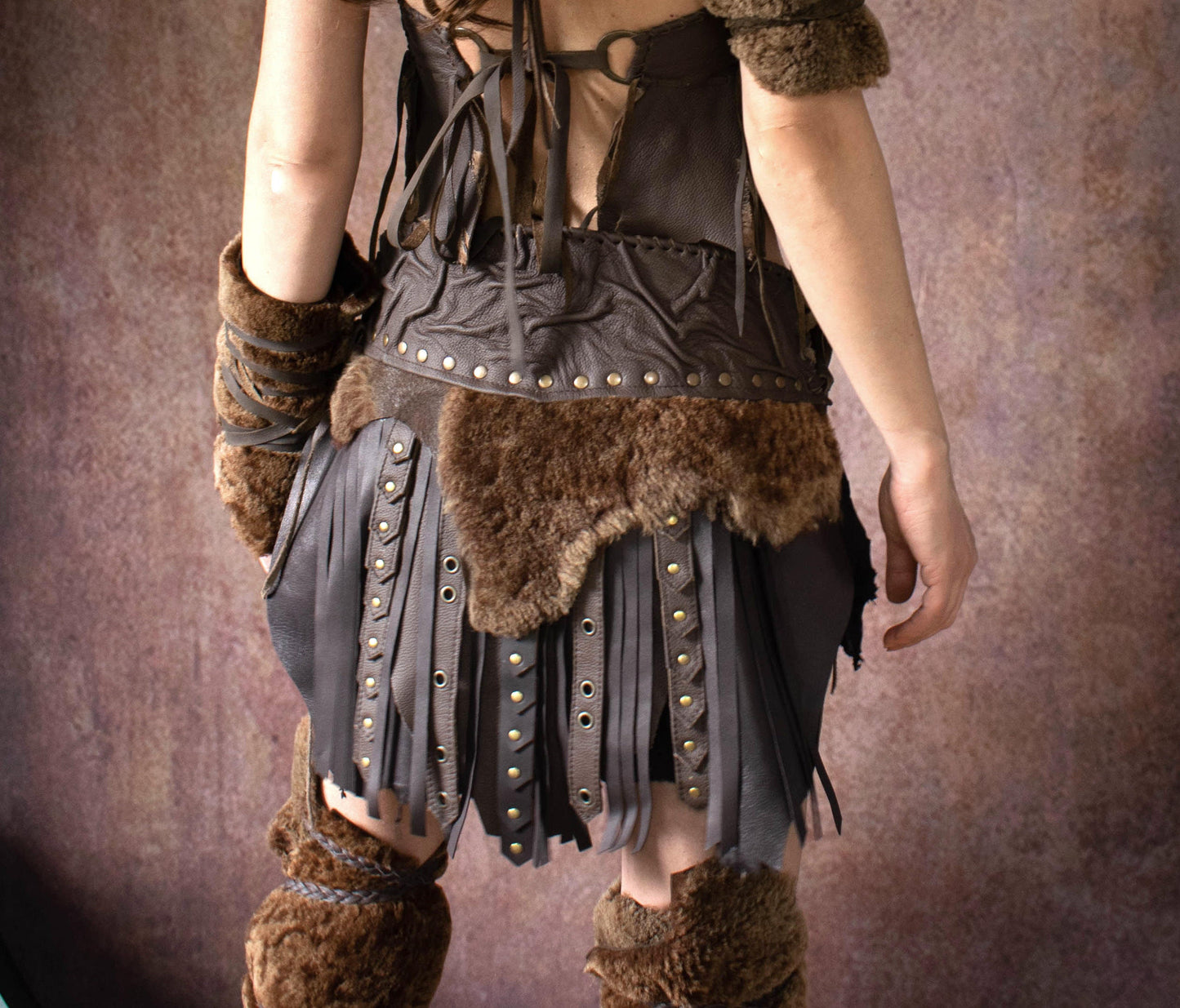 Gladiator Leather & Fur Skirt: Warrior Pagan Style Viking skirt