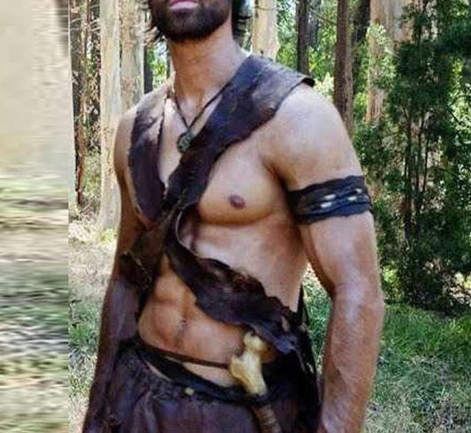 Leather Cross Pauldron: Handmade Hunter Armor, Post-Apocalyptic Vest