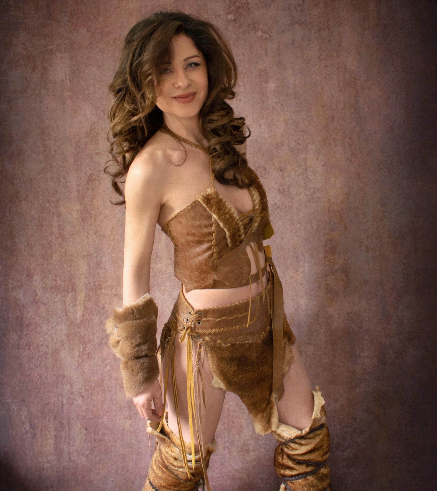 Tribal Fur & Leather Loincloth Skirt: Viking Pagan Style