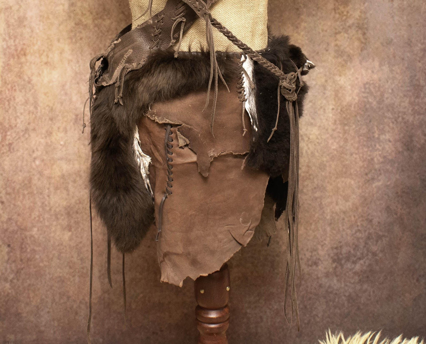 Leather Prehistoric Loincloth: Primitive Hunter Waist Belt