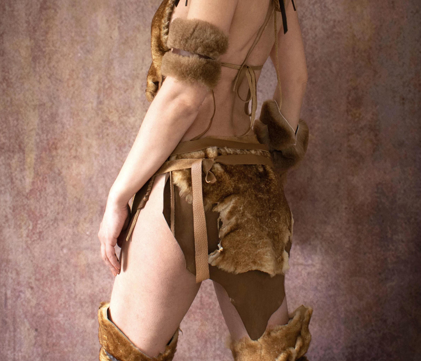 Natural Sheepskin loincloth, Tribal barbaric over skirt, Authentic pre-historical look