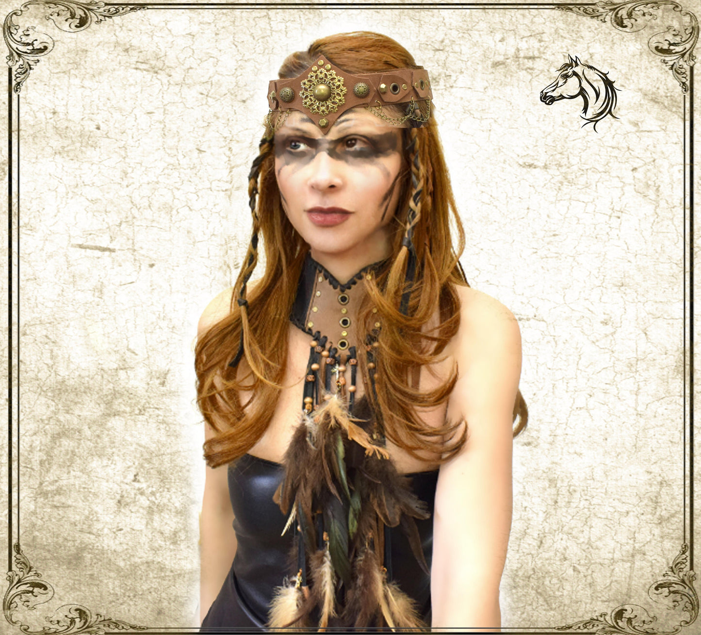 Leather Feather Fringe Choker: Festival Ethnic Collar