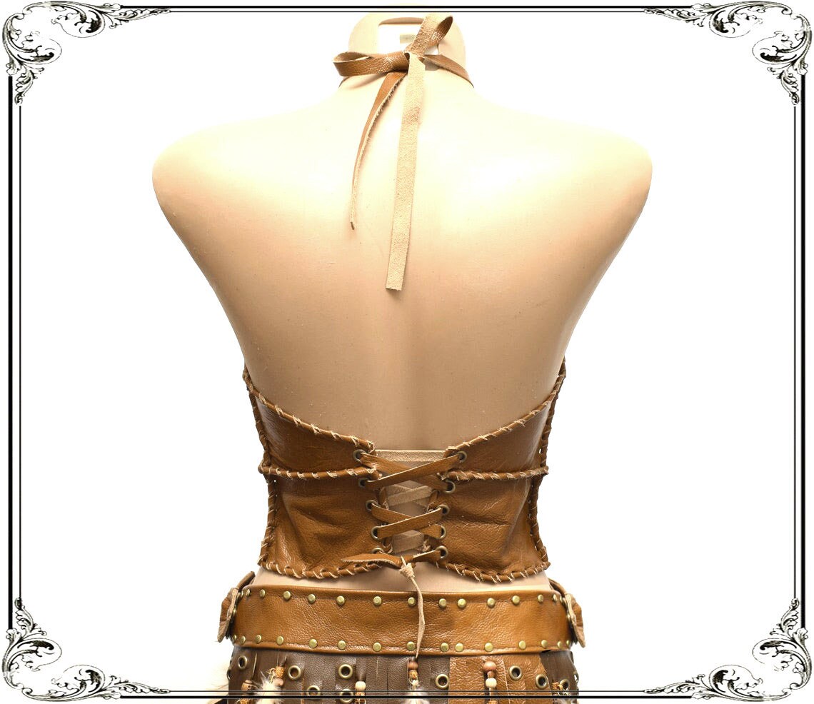 Handmade Leather Shieldmaiden Crop Top: Norse Warrior bra