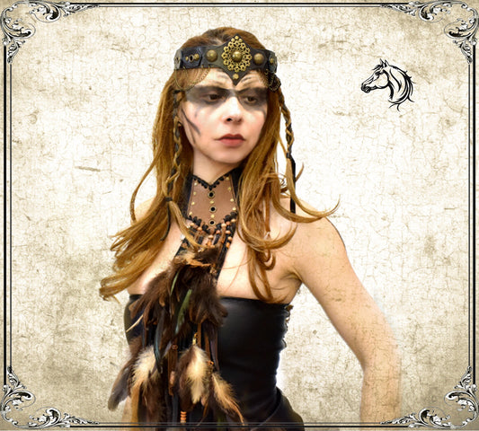 Leather Feather Fringe Choker: Festival Ethnic Collar