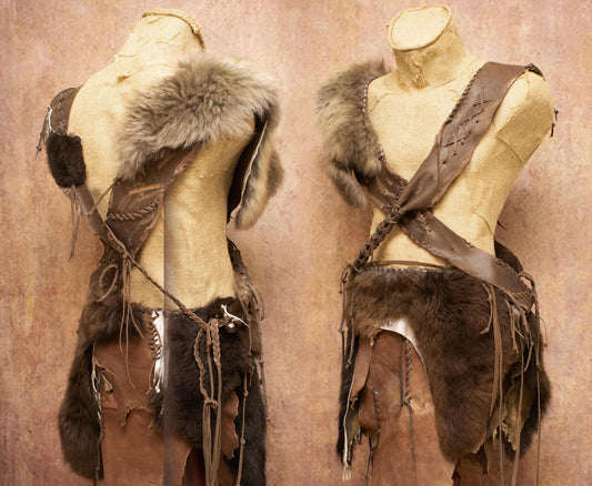 Leather & Fur Chest Armor: Tribal Warrior, Post-Apocalyptic primitive