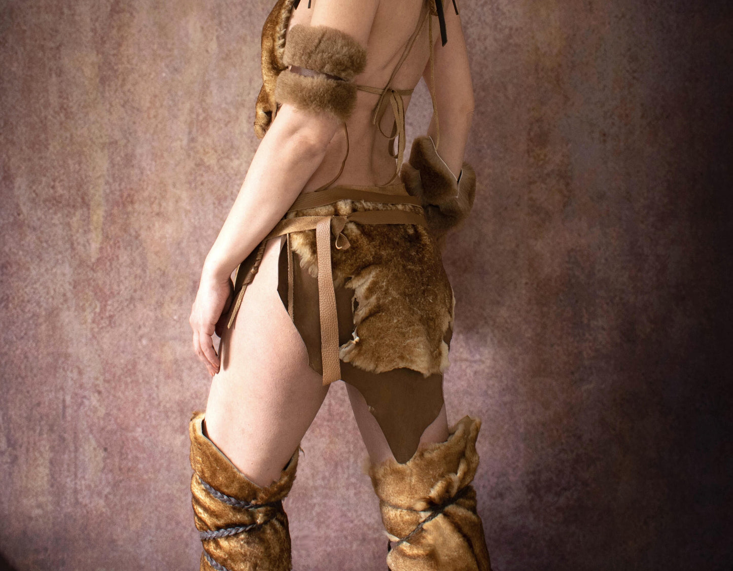 Natural Sheepskin Loincloth: Barbarian leather Cosplay Skirt