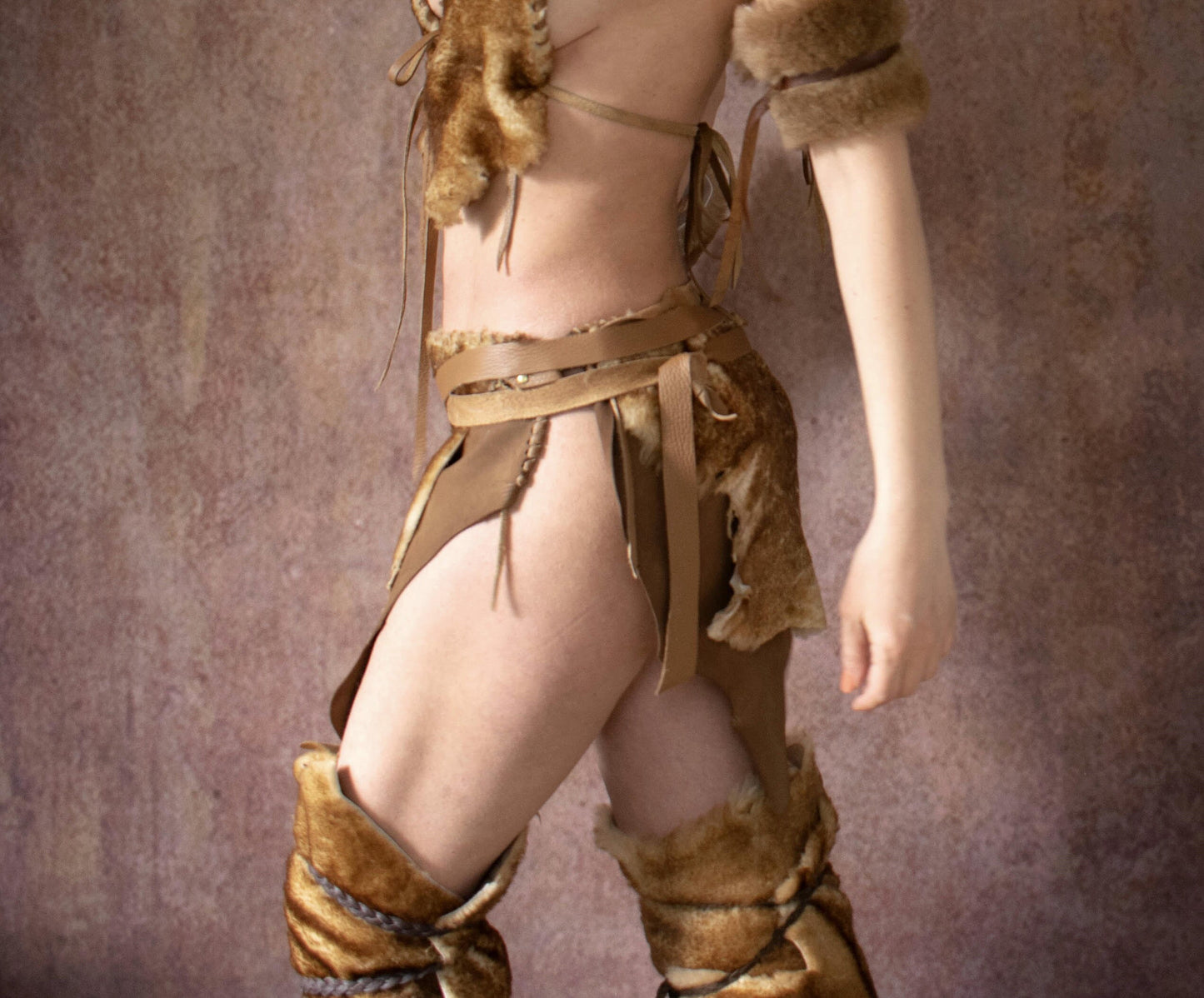 Natural Sheepskin Loincloth: Barbarian leather Cosplay Skirt