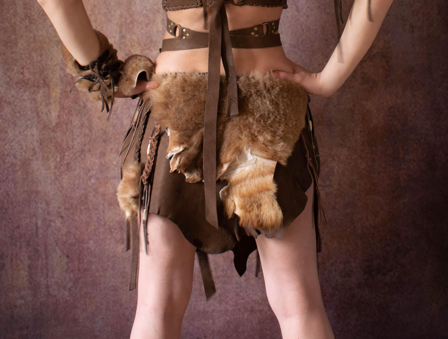 Fur Leather skirt: Barbarian Viking Costume - Handmade