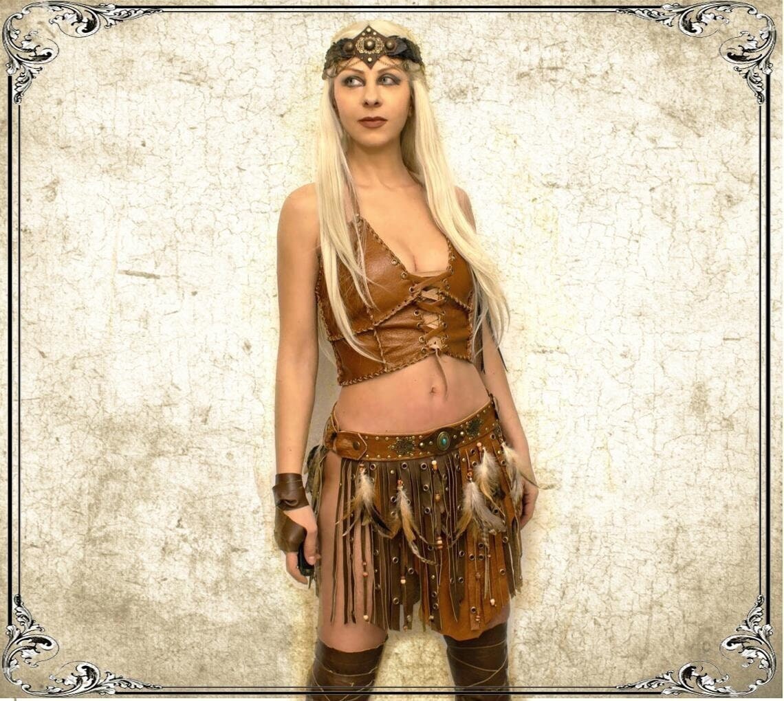 Handmade Leather Shieldmaiden Crop Top: Norse Warrior bra