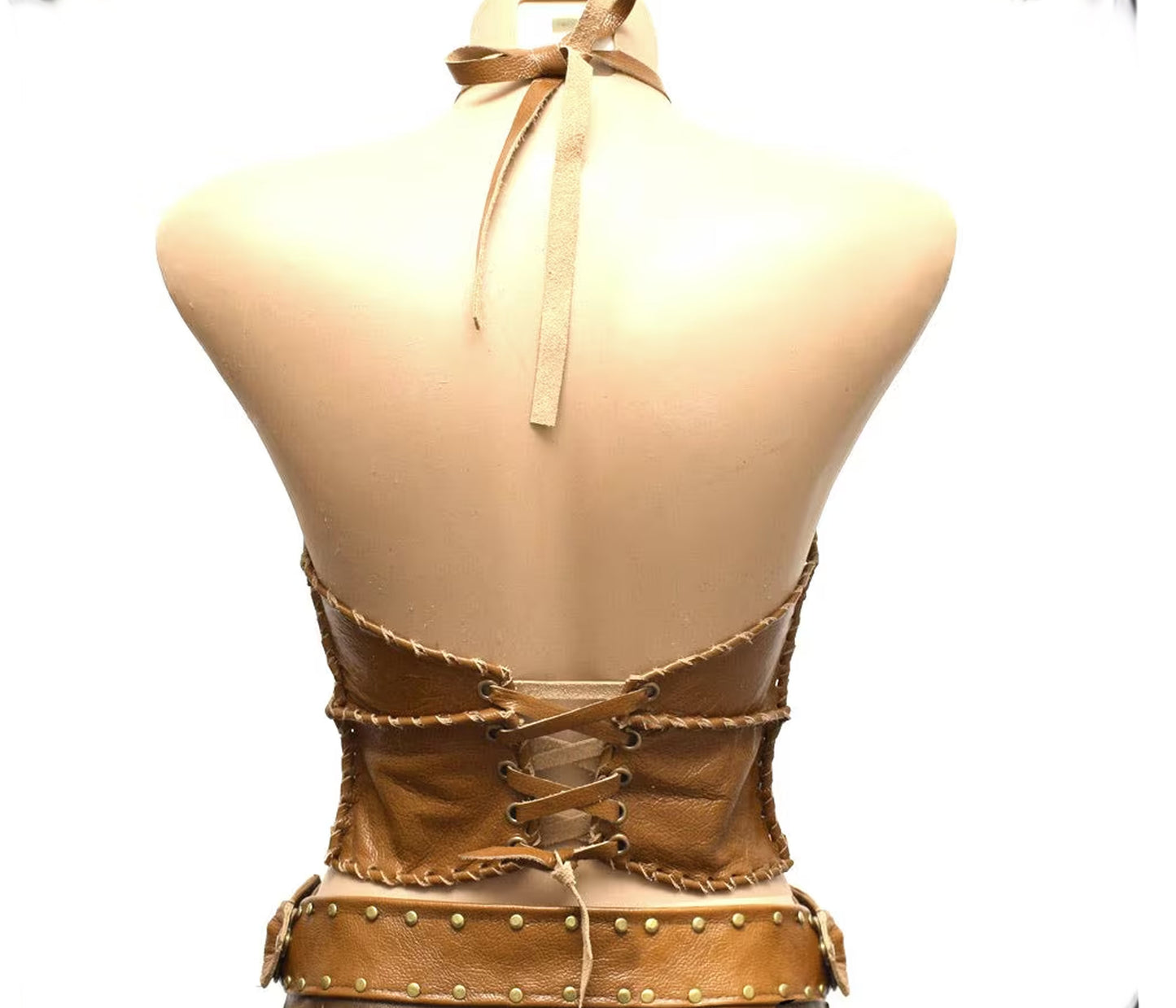 Leather Shieldmaiden crop top, Lagertha halter, warrior bodice, Norse Cosplay armor