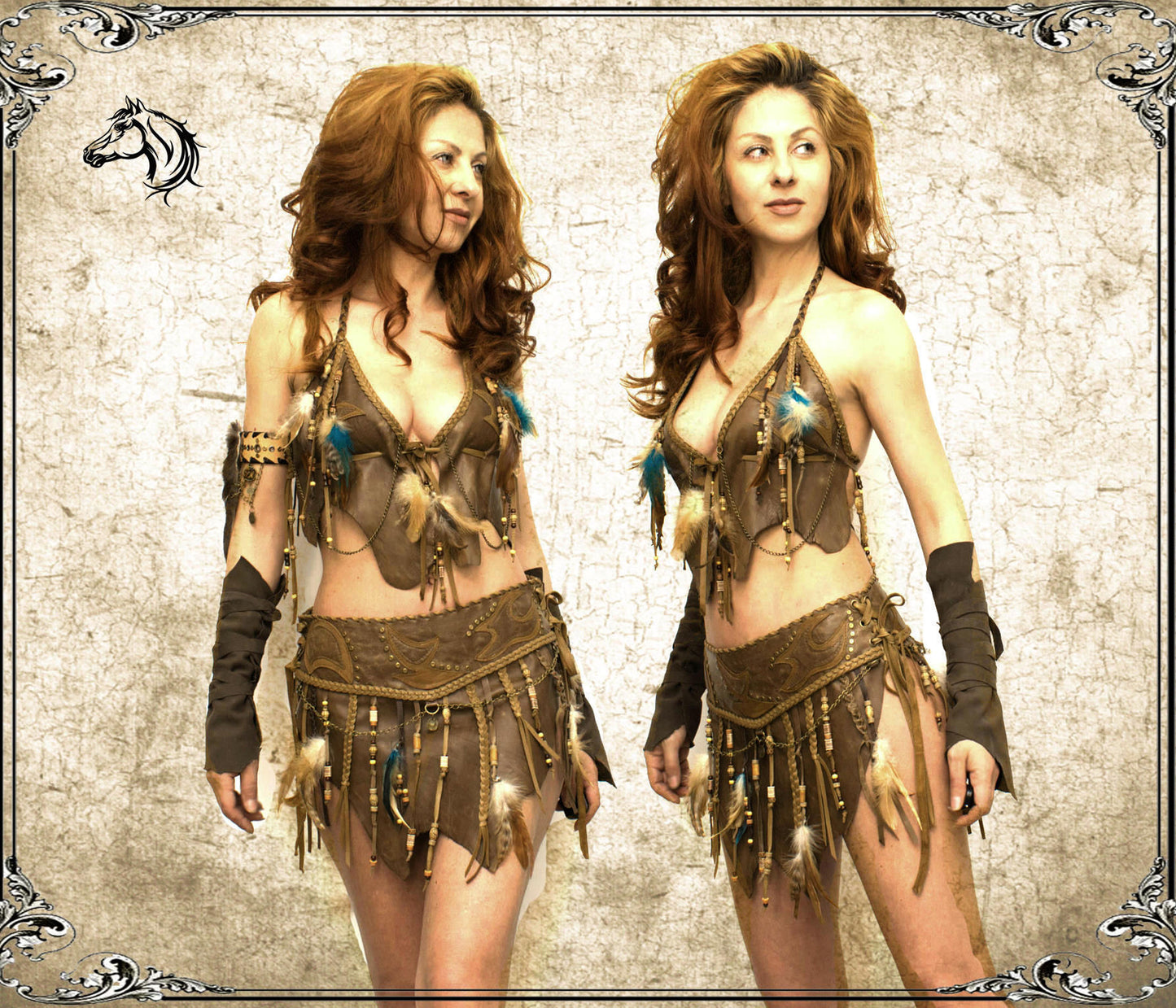 Barbarian leather skirt, Viking, fringed loincloth